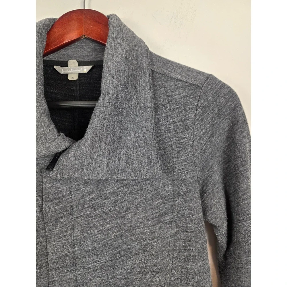 Smartwool Rabbit Ears Women's Gray Merino Wool Asymmetrical Collar Jacket Size S